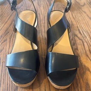 Franco Sarto Black Wedge Sandals